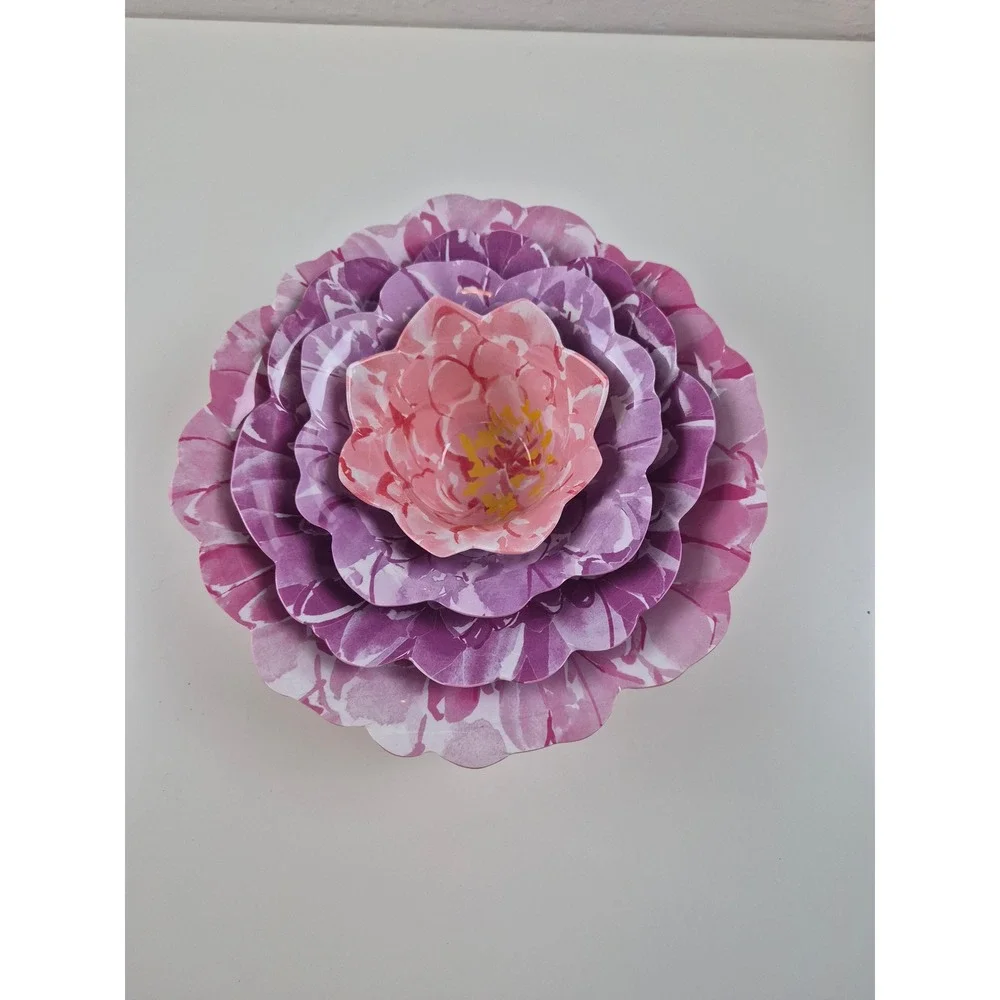 Jessica‎ Simpson Home Melamine Nesting Floral Bowl Set Pink Purple 4 Piece